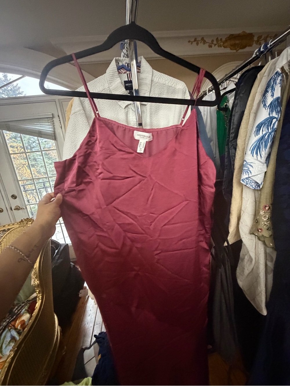 Addition Elle Burgundy Satin Slip Dress